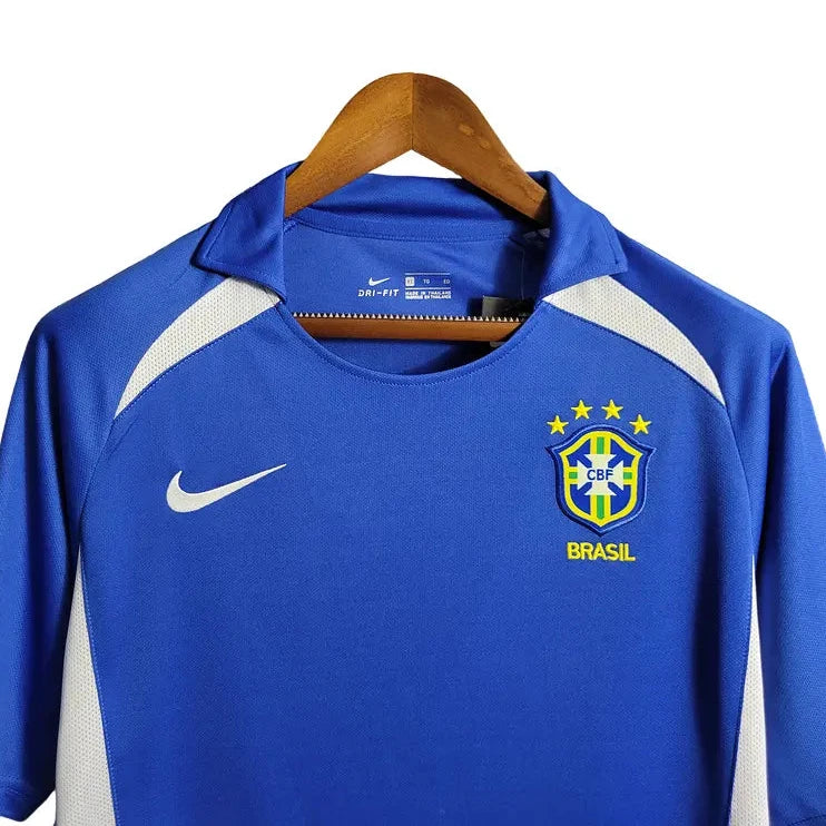 Camisa Brasil 2002 Away Azul - #1 RONALDO - Tamanho G (L)