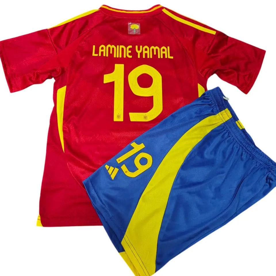 Conjunto Infantil Seleção Espanha 2024 Home - #19 LAMINE YAMAL - Tamanho 16 (2-3 anos)