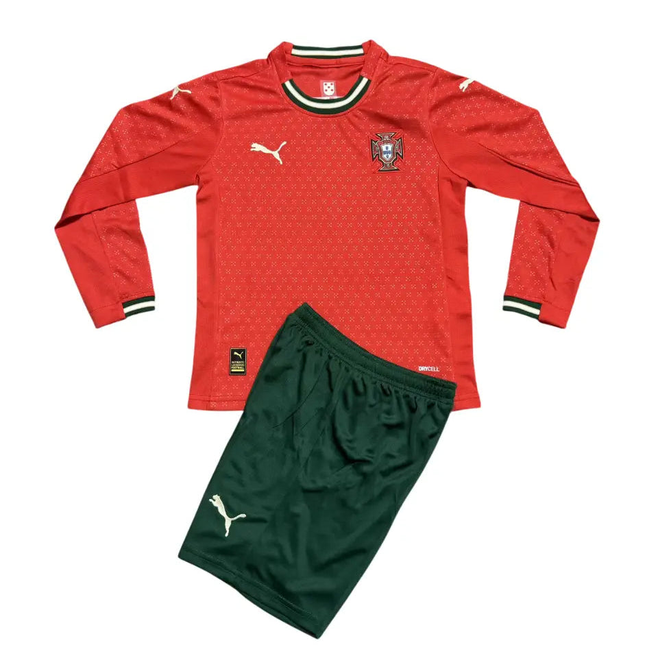 Camisa Seleção Portugal 2025 Home - Manga Longa - Kit Torcedor Infantil