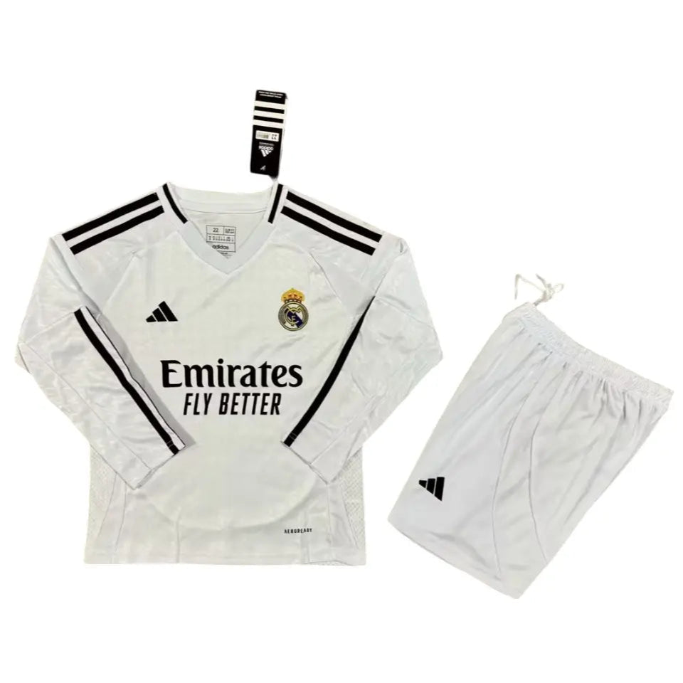 Camisa Real Madrid 2024/25 Home - Manga Longa - Kit Torcedor Infantil