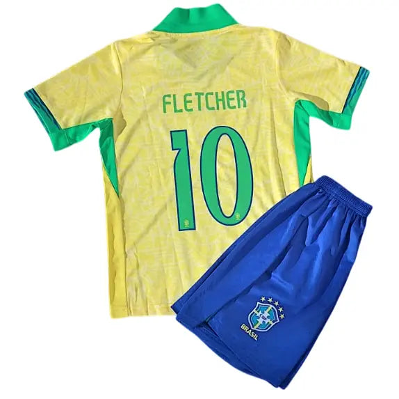 Conjunto Infantil Seleção Brasil 2024/25 Home - #10 FLETCHER - Tamanho 26 (11-12 anos)