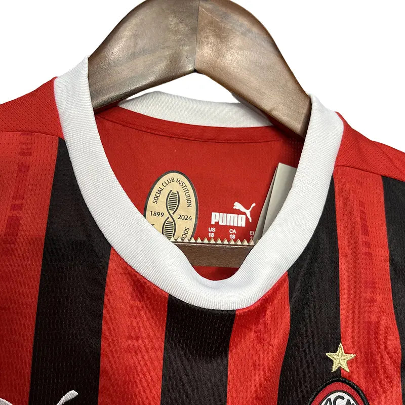 Camisa Milan 2024/25 Home - Kit Infantil - Tamanho 24 (8-9 anos)