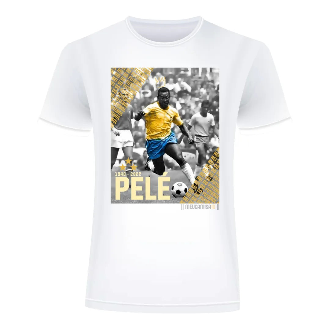 Camiseta MC10 Brasil Rei do Futebol Branca 100% Algodão 30.1