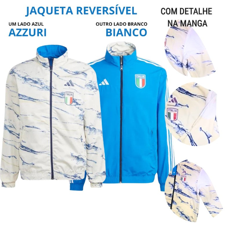 Jaqueta Itália 2023/24 Pré-Jogo Masculino - Reversível 2 Lados - Tamanho G (L) *Outlet*