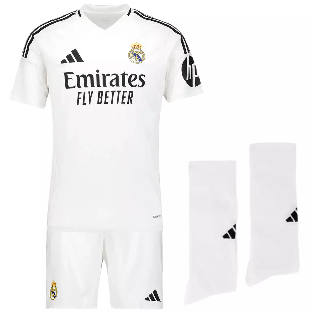 Camisa Real Madrid 2024/25 Home - com Meia - Kit Torcedor Infantil Completo