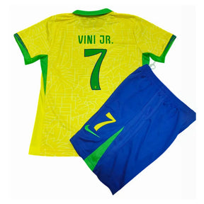 Conjunto Infantil Seleção Brasil 2024/25 Home - #7 VINI JR. - Tamanho 26 (11-12 anos)