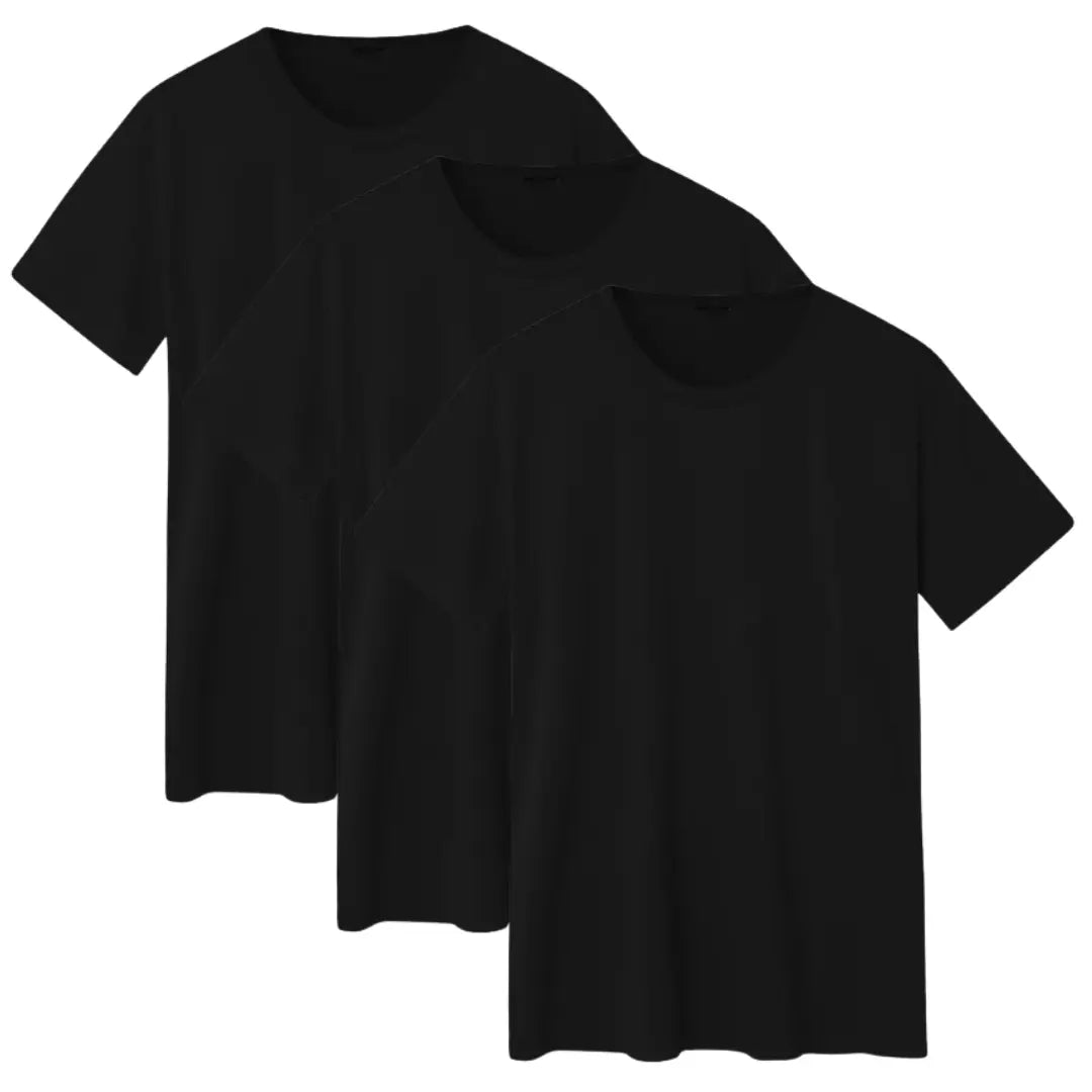 Kit 3 Camisetas MC10 100% Algodão 30.1 Cor Preta