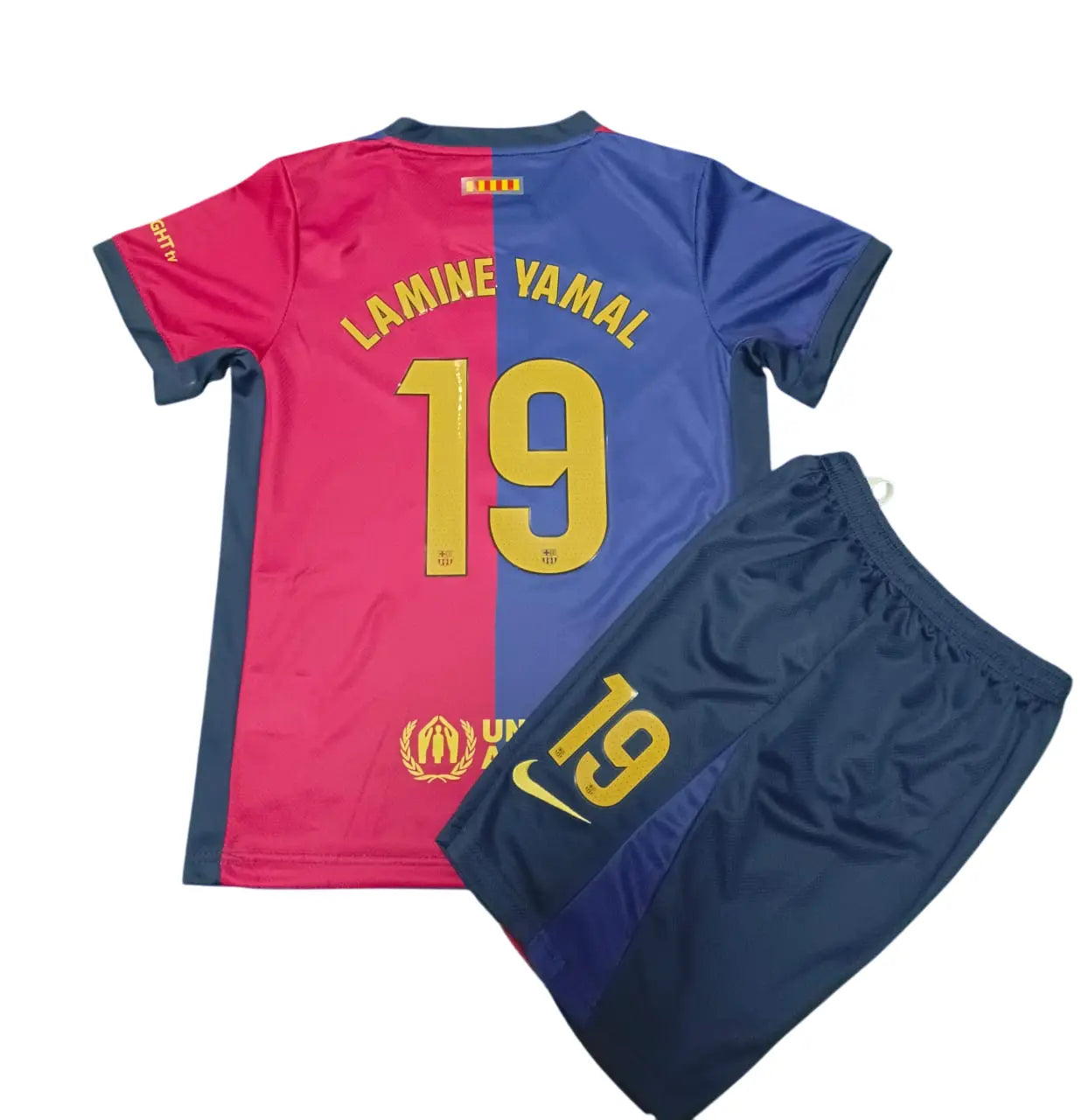 Conjunto Infantil Barcelona 2024/25 Home - #19 LAMINE YAMAL - Tamanho 22 (6-7 anos)