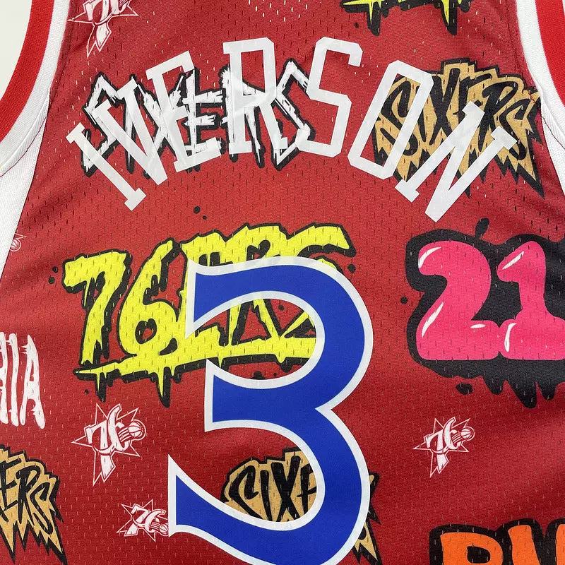 Regata NBA Philadelphia 76ers #3 IVERSON 1996/97 – Mitchell & Ness Silk Vermelha