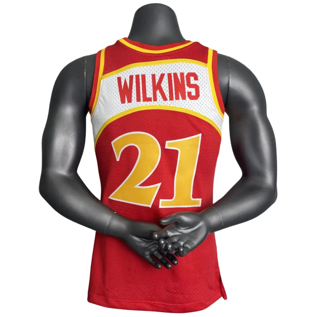 Regata NBA Atlanta Hawks #21 WILKINS 1985/86 – Mitchell & Ness Silk Vermelha