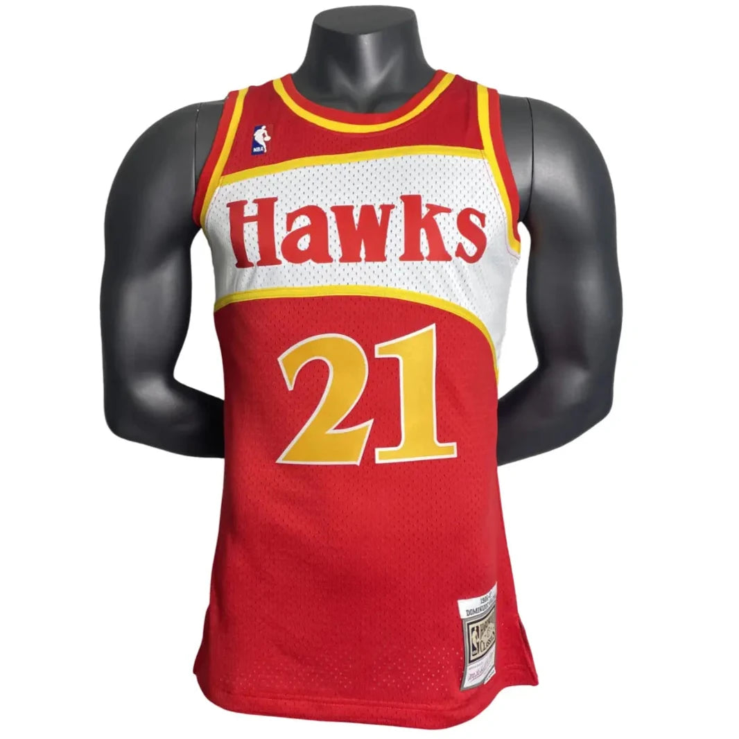 Regata NBA Atlanta Hawks #21 WILKINS 1985/86 – Mitchell & Ness Silk Vermelha