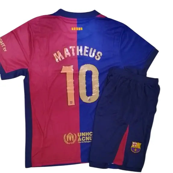 Conjunto Infantil Barcelona 2024/25 Home - #10 MATHEUS - Tamanho 28 (12-13 anos)