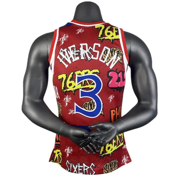 Regata NBA Philadelphia 76ers #3 IVERSON 1996/97 – Mitchell & Ness Silk Vermelha