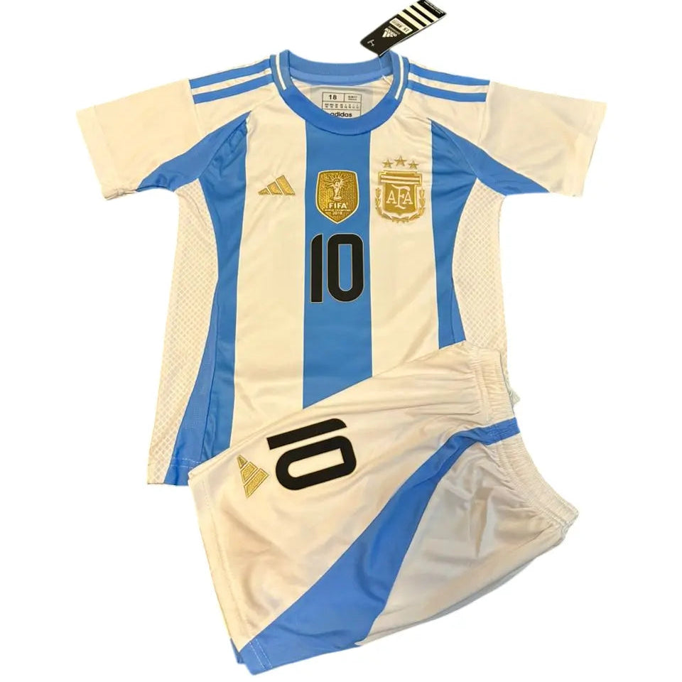 Conjunto Infantil Seleção Argentina 2024/25 Home - #10 MESSI - Tamanho 20 (4-5 anos)