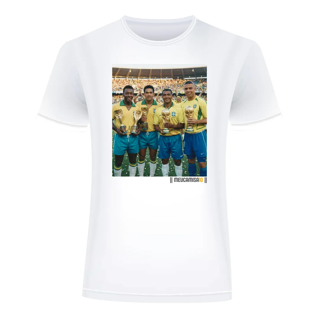 Camiseta MC10 Brasil Mitos do Penta Branca 100% Algodão 30.1