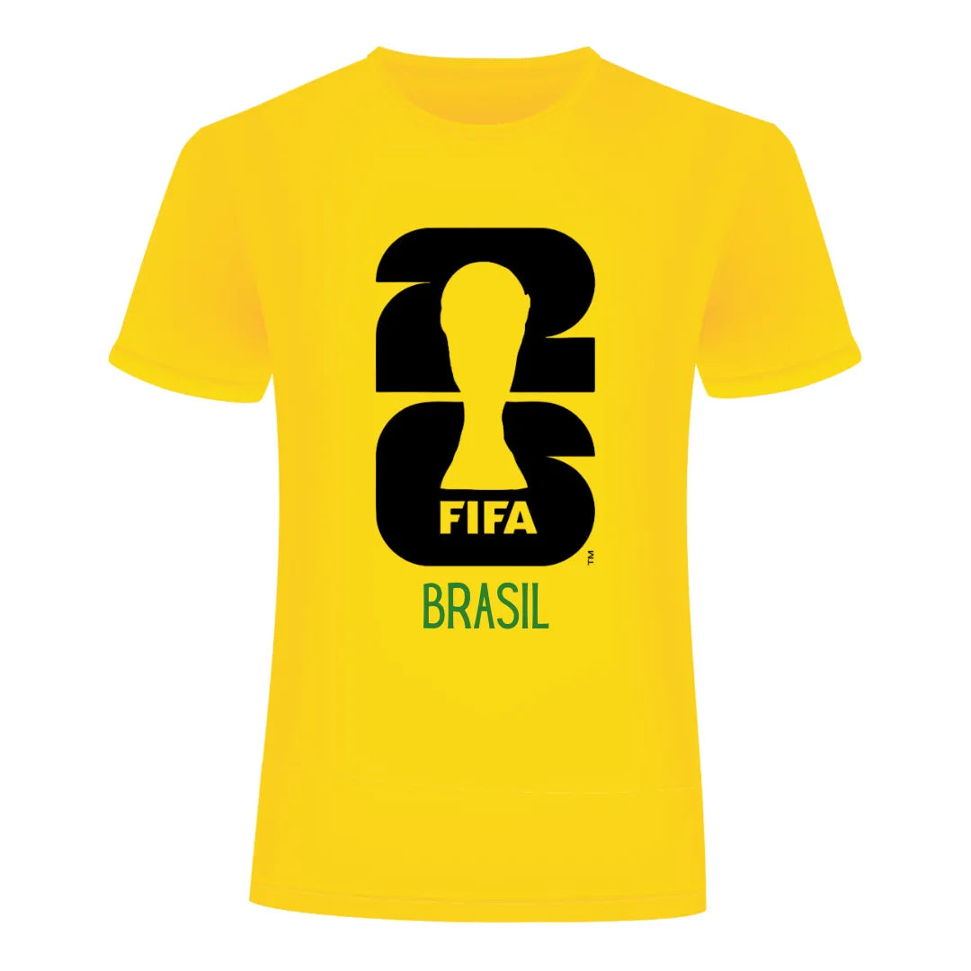 Camiseta MC10 Copa 2026 Brasil Amarelo 100% Algodão 30.1