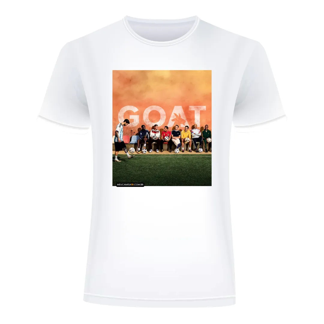 Camiseta MC10 Copa GOAT Branca 100% Algodão 30.1