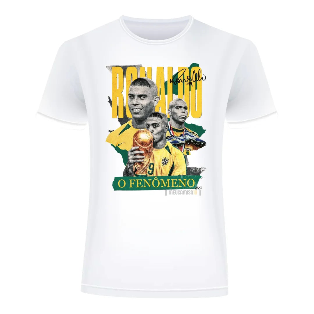 Camiseta MC10 Brasil R9 O Fenômeno Branca 100% Algodão 30.1