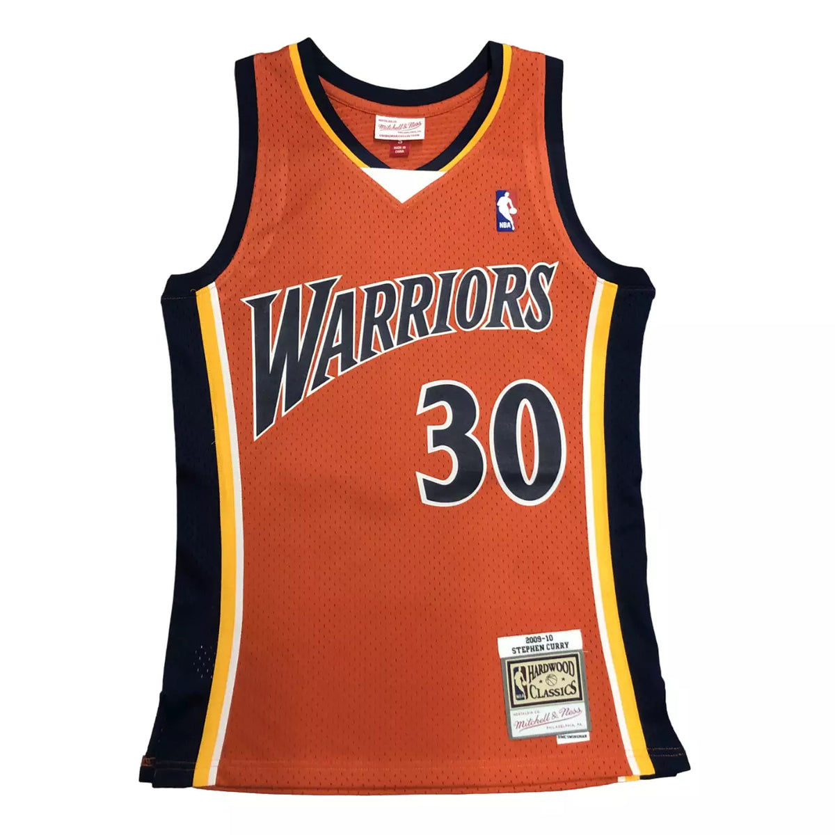 Regata NBA Golden State Warriors #30 Curry 09/10 – Mitchell & Ness Silk Laranja