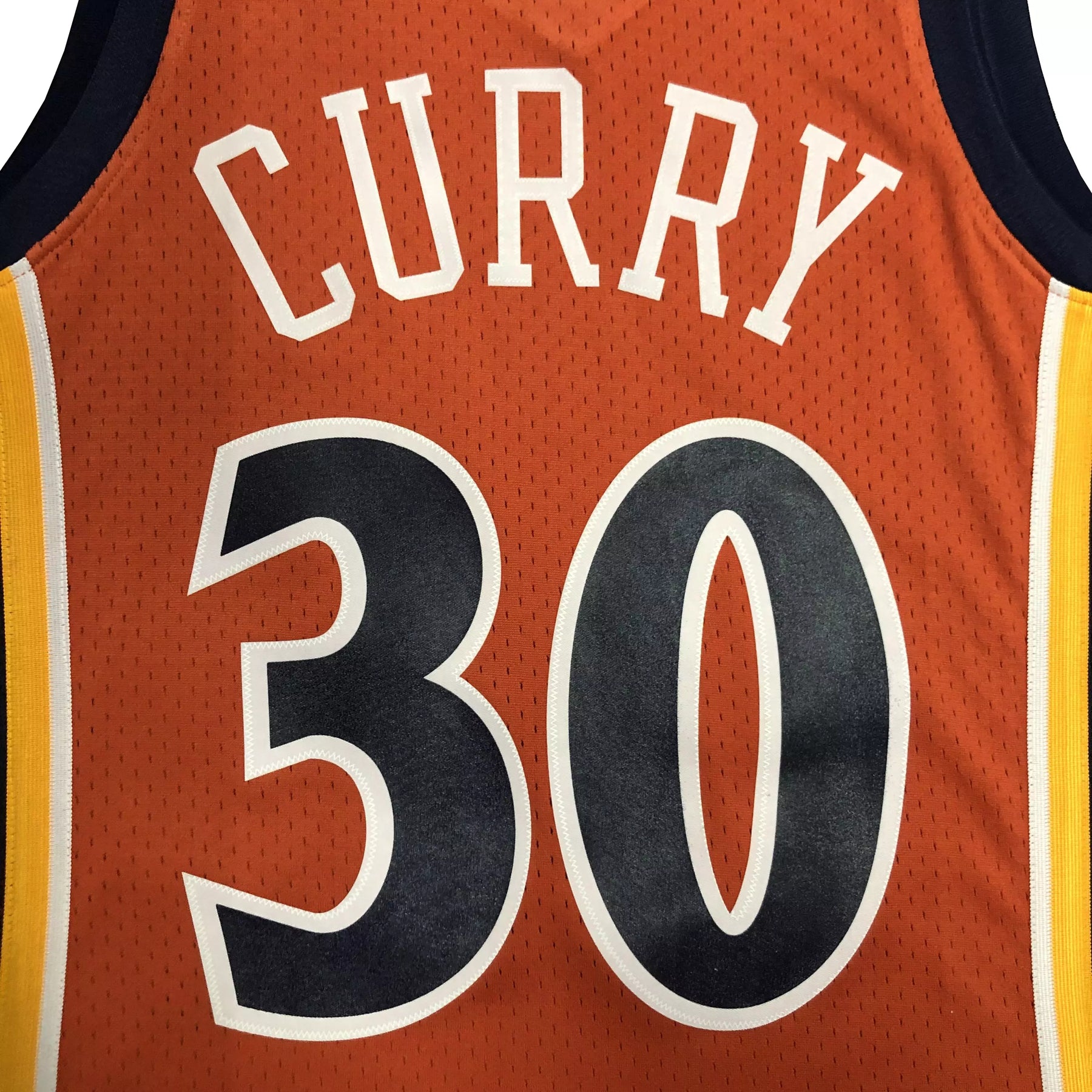 Regata NBA Golden State Warriors #30 Curry 09/10 – Mitchell & Ness Silk Laranja